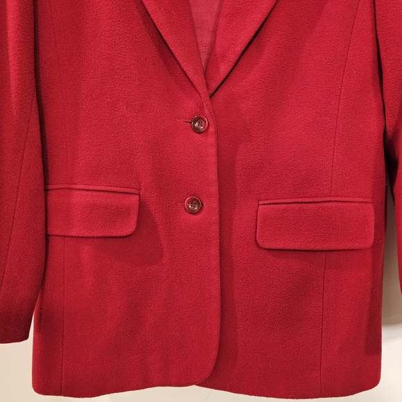 VTG | Korinna Crimson Red Wool & Cashmere Blend Blazer Jacket - Small to Medium - Picture 4 of 8